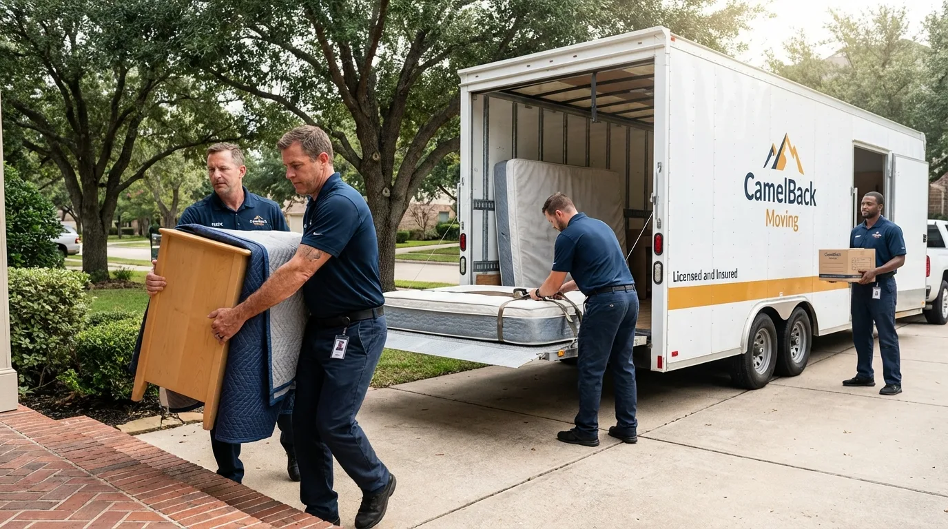 Crew loading residential truck for cross-state move from Bonne Terre, MO