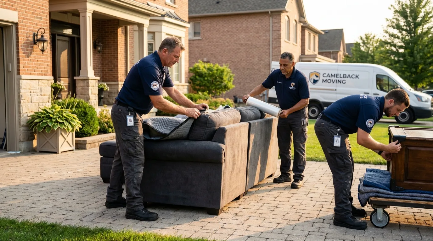 Large estate moving crew wrapping furniture in Bonne Terre, MO