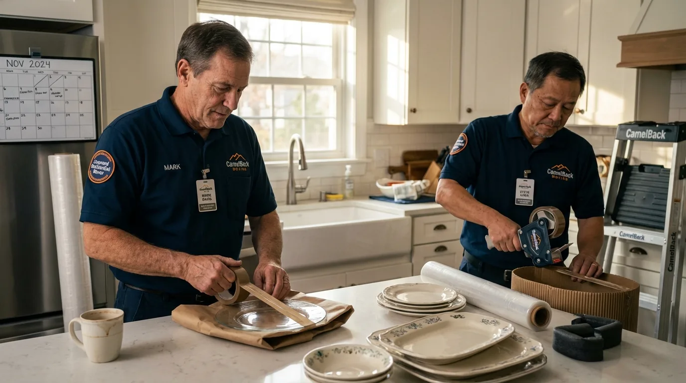 Professional crew packing kitchen dishware in Bonne Terre, MO